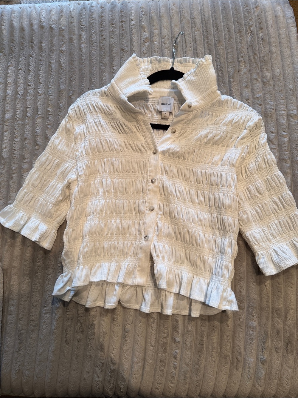 Anthropologie - Maeve - Smocked Button Down Top - Picture 9 of 10
